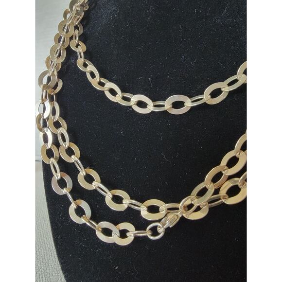 Estate Sterling Silver Layered Disc Link Necklace - 925 Stamped, 30" - Picture 3 of 5